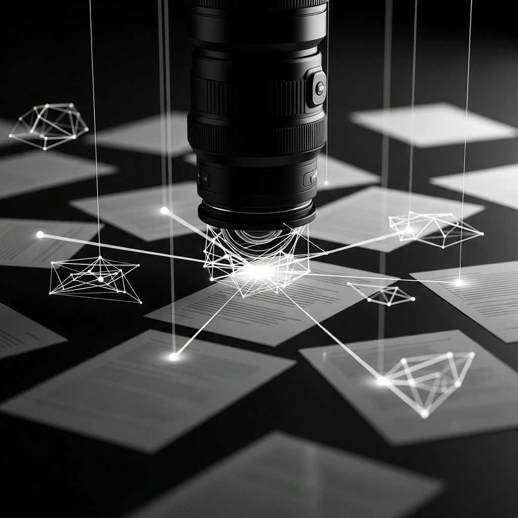 AI Receipt & Image Scanner: cinematic monochrome illustration