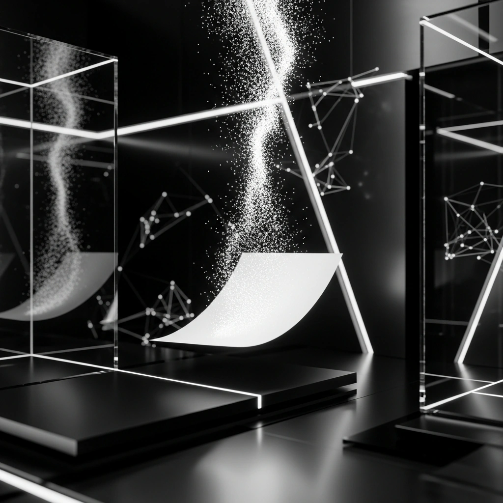 AI Invoice Creation: cinematic monochrome illustration