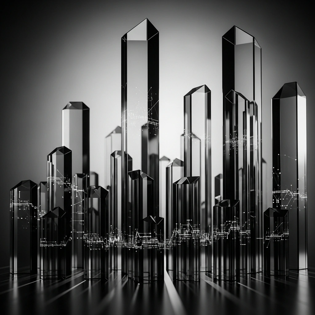 Analytics Dashboard: cinematic monochrome illustration