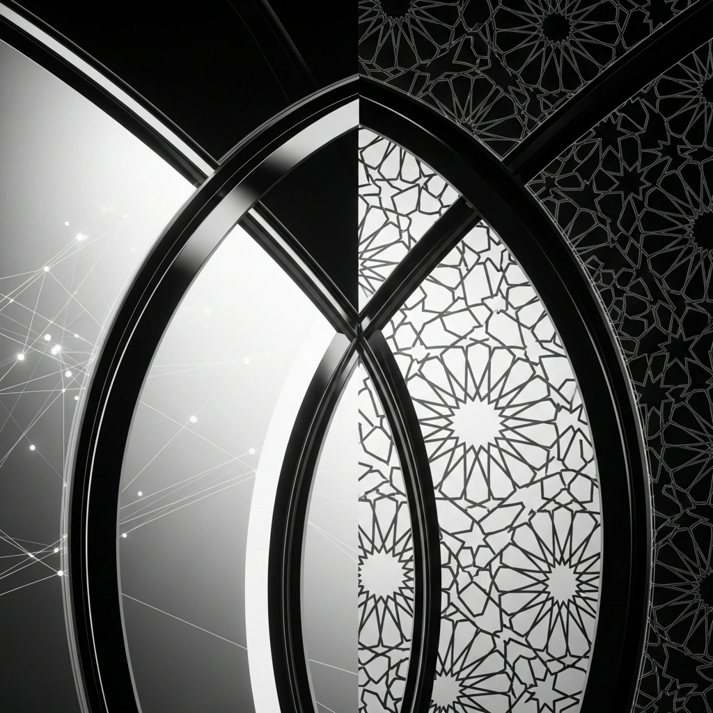 Bilingual EN + AR PDFs: cinematic monochrome illustration