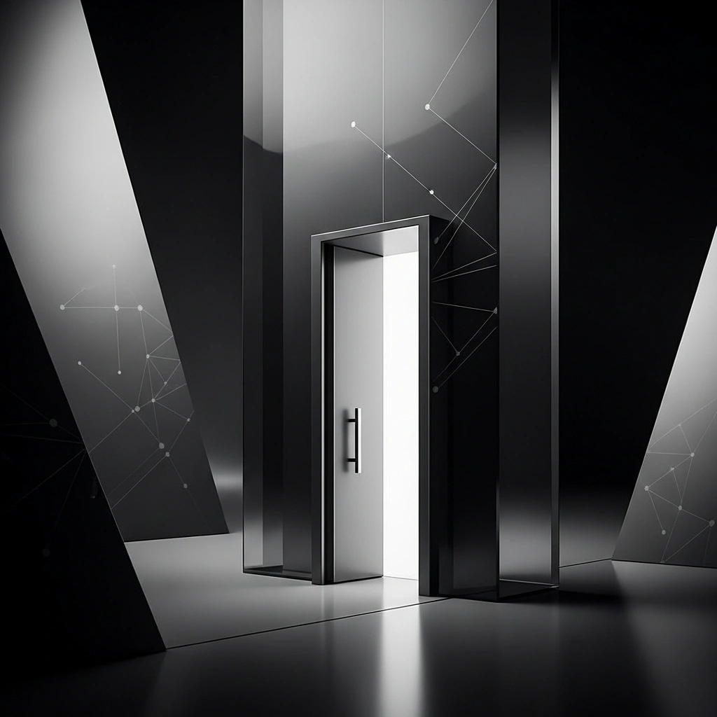Client Portal: cinematic monochrome illustration