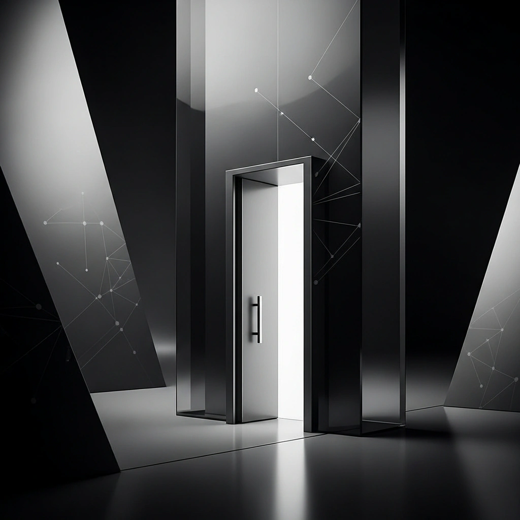 Client Portal: cinematic monochrome illustration