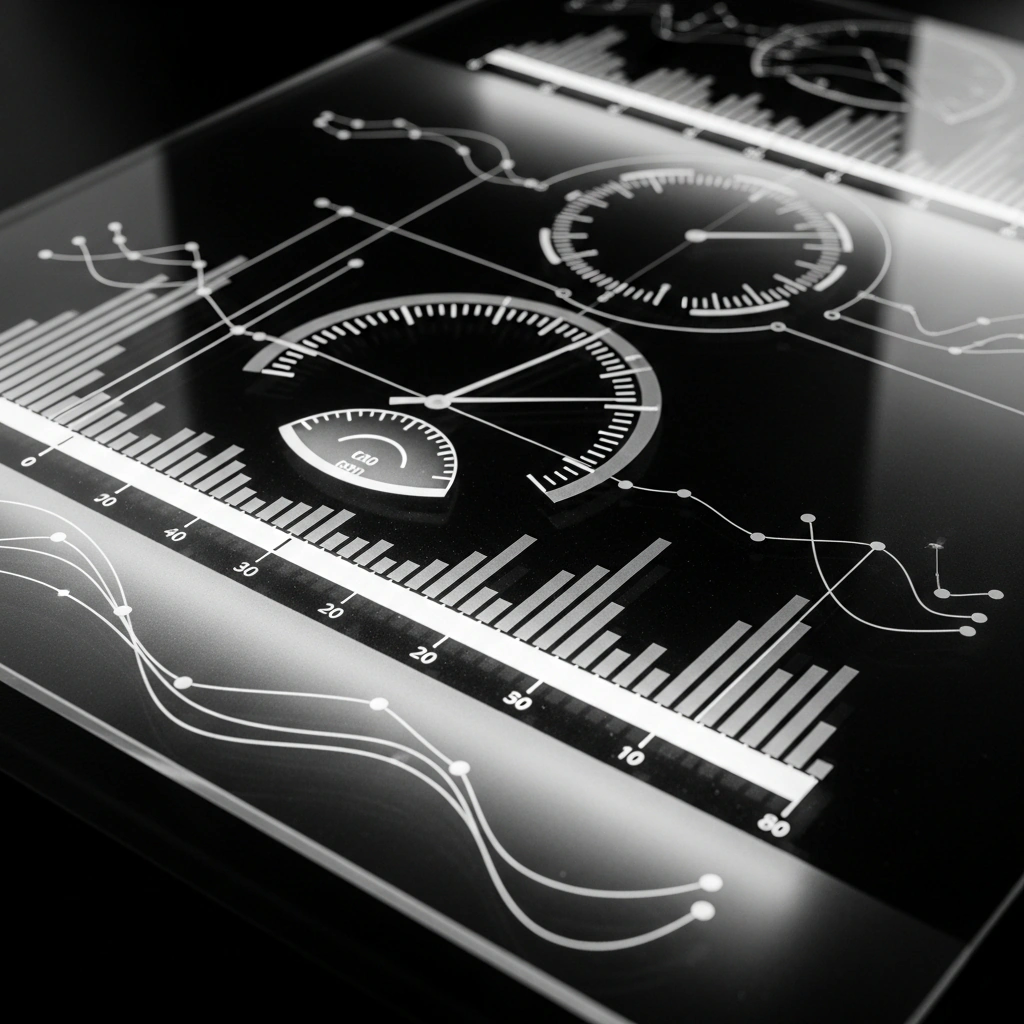 Finance Dashboard — cinematic monochrome illustration